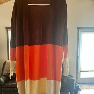 Colorblock Open Front Cardigan